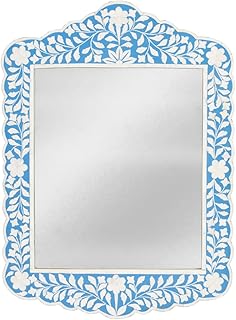 Butler Specialty Company Floral Mirror with Bone Inlay - Blue