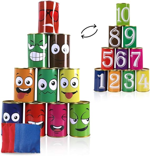 Amazon Hooqict カーニバルゲーム ビーンバッグ トスゲーム 子供用 家族 屋内 屋外 ノックダウン缶ゲーム 幼児 ハロウィン