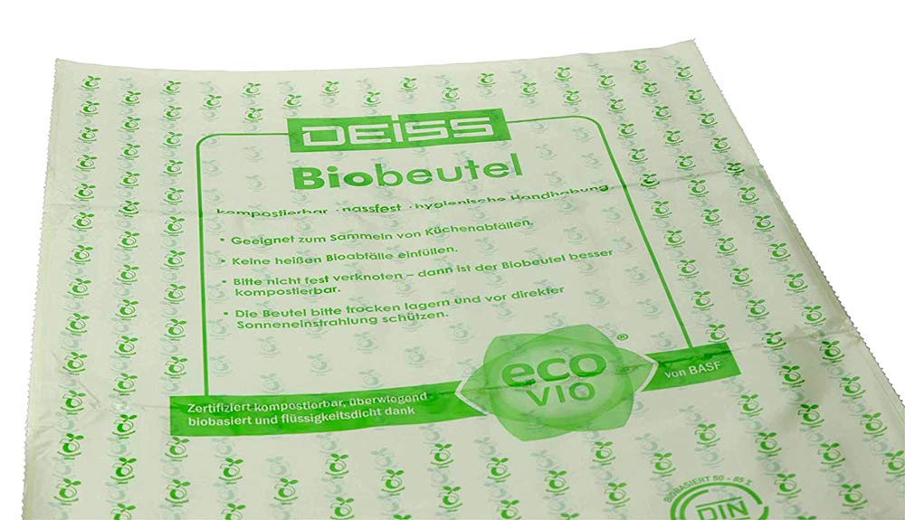 10er SET DEISS 06030 - ECOVIO® - 30 L Biobeutel 450 x 680 mm - 10 x 10 Stk. auf Rolle/bio-Müllbeutel/EMIL DEISS
