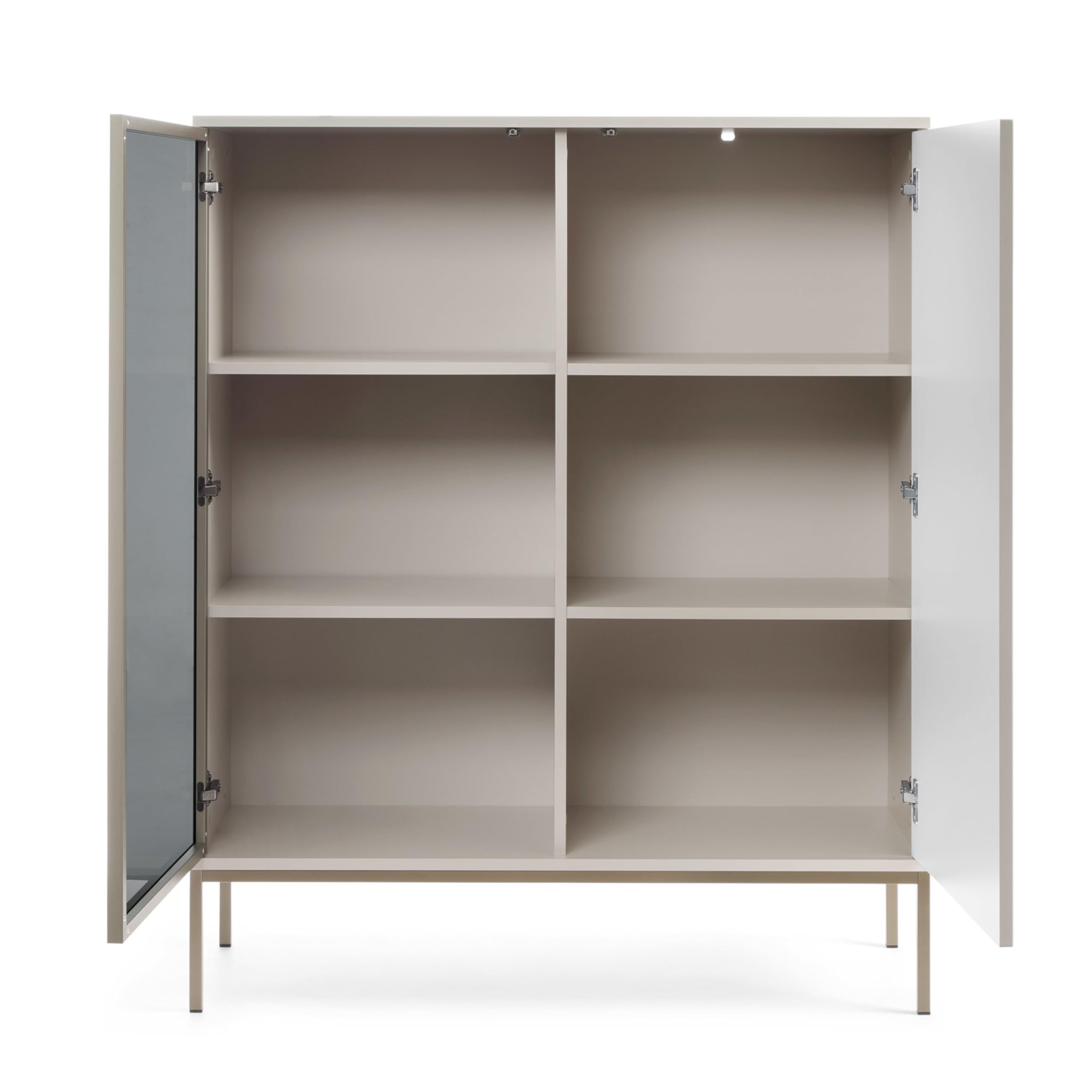 Komodee Laval WT104 - Vitrine mit LED Beleuchtung, Kaschmir, Breite 104 cm, Höhe 126 cm, Tiefe 39 cm
