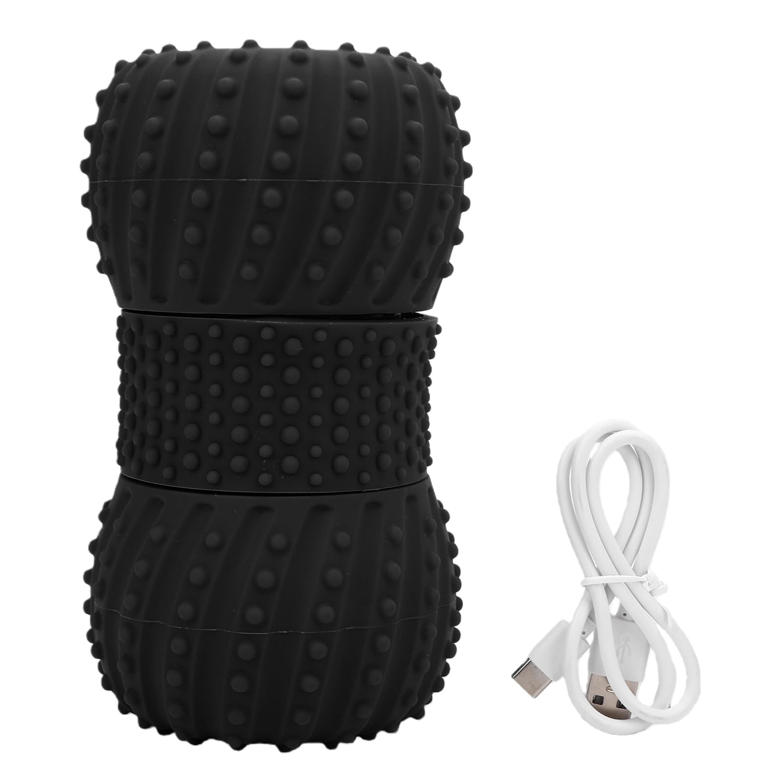 Pssopp Boule de Massage électrique aux Cacahuètes, Rouleau de Balle de Yoga en Plastique avec Système Sonore intégré, équipement de Relaxation Musculaire Rechargeable de 800 MAh pour les (BLACK)