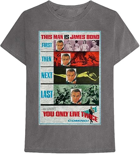 James Bond 007 You Only Live Twice - Camiseta oficial para hombre, unisex, talla XXL, color gris, Carbón vegetal, 2X