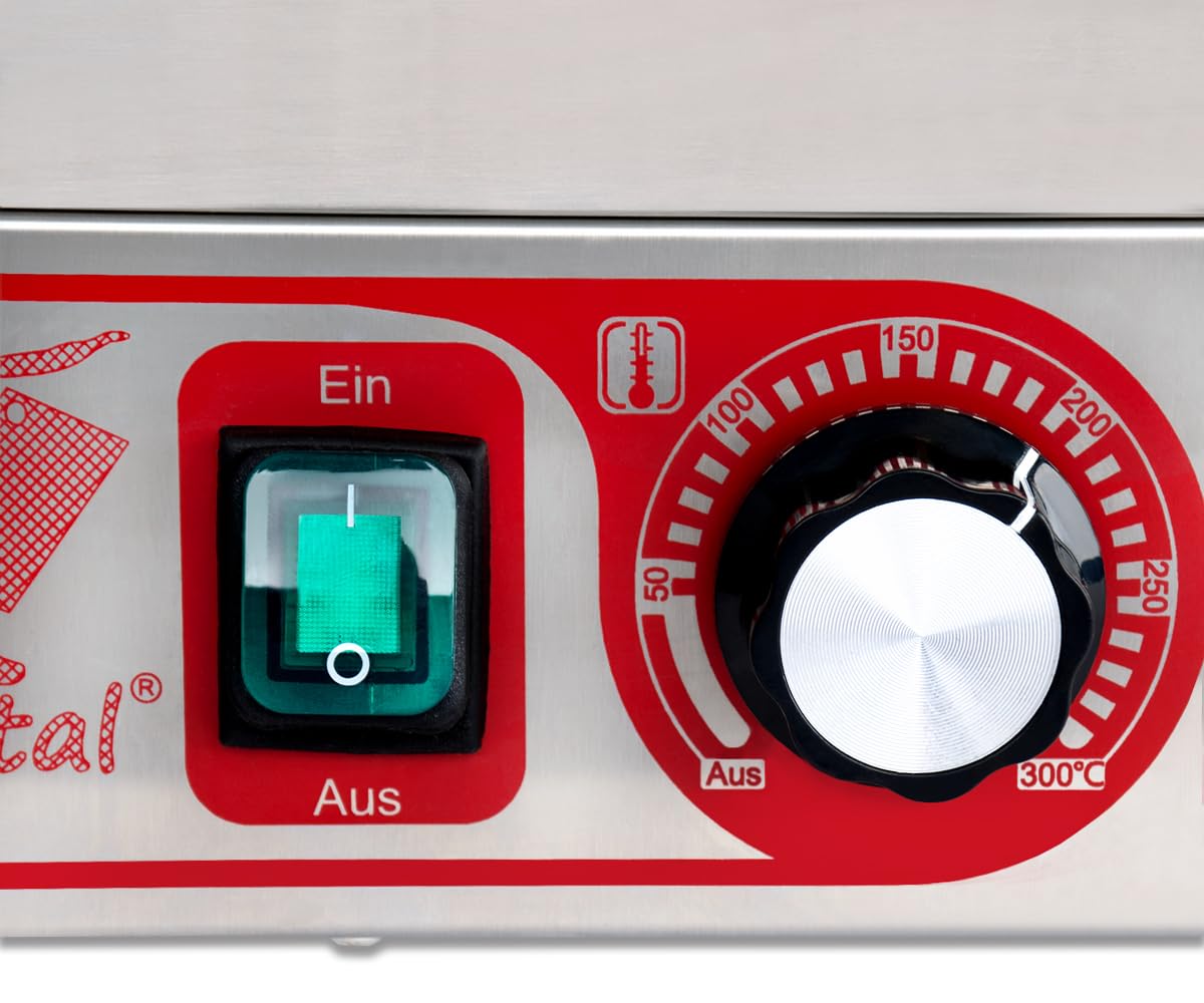 Beeketal Profi Gastro Kontaktgrill BKG1 | 1800 Watt Gusseisen-Grillplatten oben & unten gerillt | Edelstahl Tischgrill 50-300 °C für Gastronomie & Gewerbe