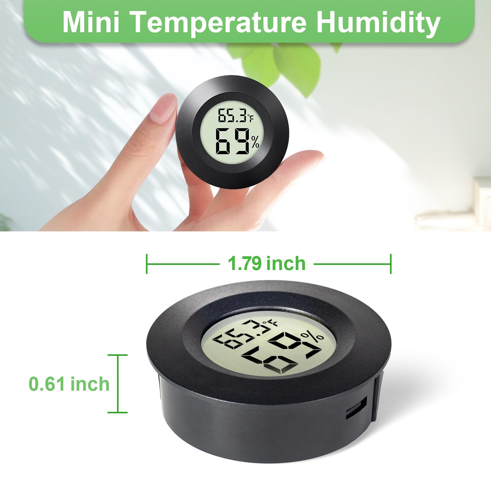 Mini-Hygrometer-Thermometer, für Innen- und Außenbereich, rund, Luftfeuchtigkeitsmesser, kleines digitales LCD-Monitorthermometer, Temperaturanzeige, Feuchtigkeitssensor (℉) oder (℃) für