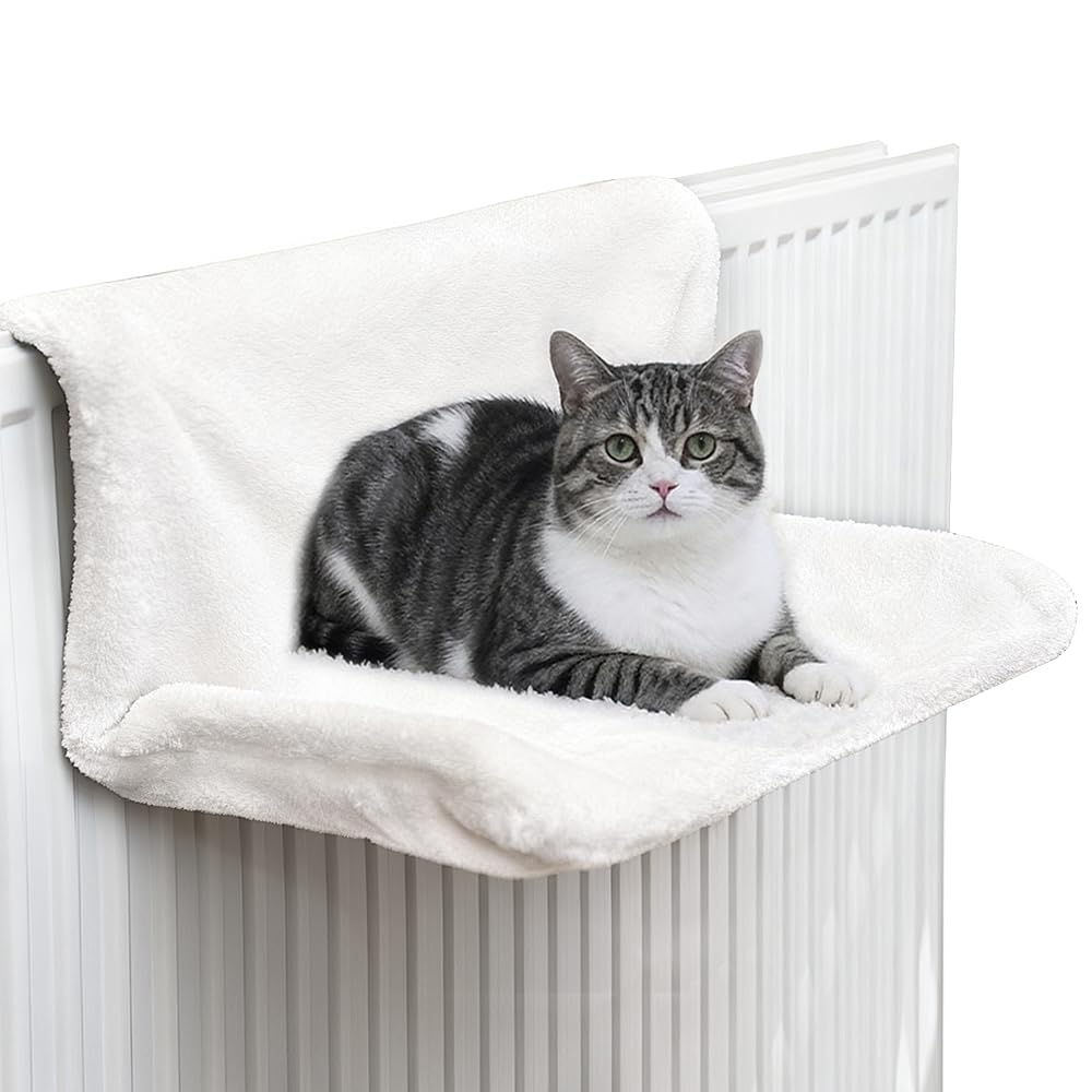 Amaca per Gatti Termosifone, Lavable Colgante Cuccia per Gatti, Lavable Cama Colgante para Gatos, Blanco Lana de Cordero Hamaca para Gatos Apto para Animales con un Peso Inferior a 8 Kg