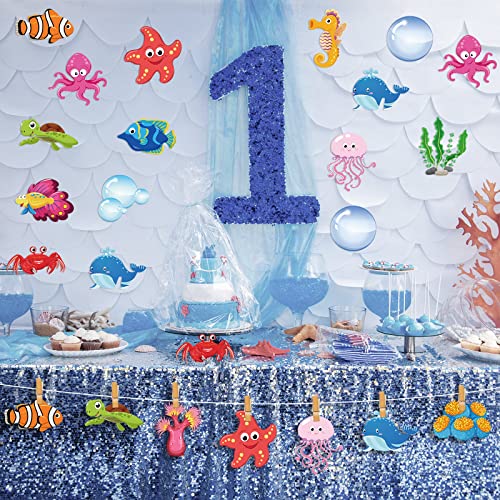 Pajean 48 Pcs Sea Life Cut Outs Ocean Fish Cutouts Animal Under The Themed Accents With 60 Glue Points For Bulletin Board School Classroom Fishing Party Decoration #TOP6