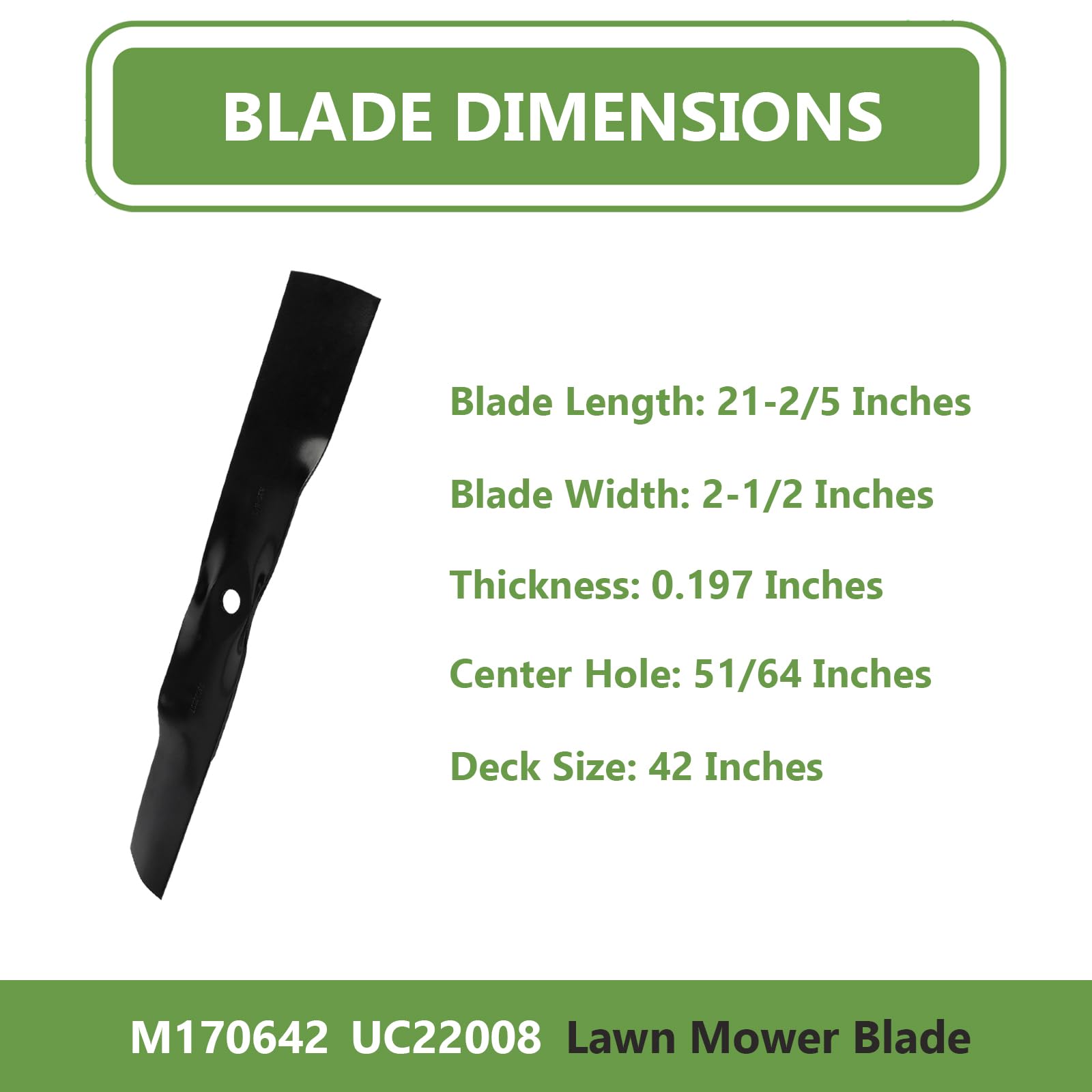 Lame per tosaerba UC22008, ricambio John Deere M170642, compatibili con tosaerba X330, X350, X354, X370, Z335E, Z335M, Z345R, per tosaerba da 106,7 cm, 2 pezzi