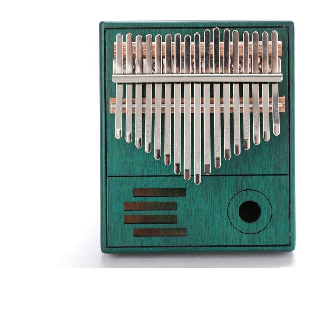 Kalimba 17 Touches en Acajou Bleu Paon avec Marteau d'Accord et Guide