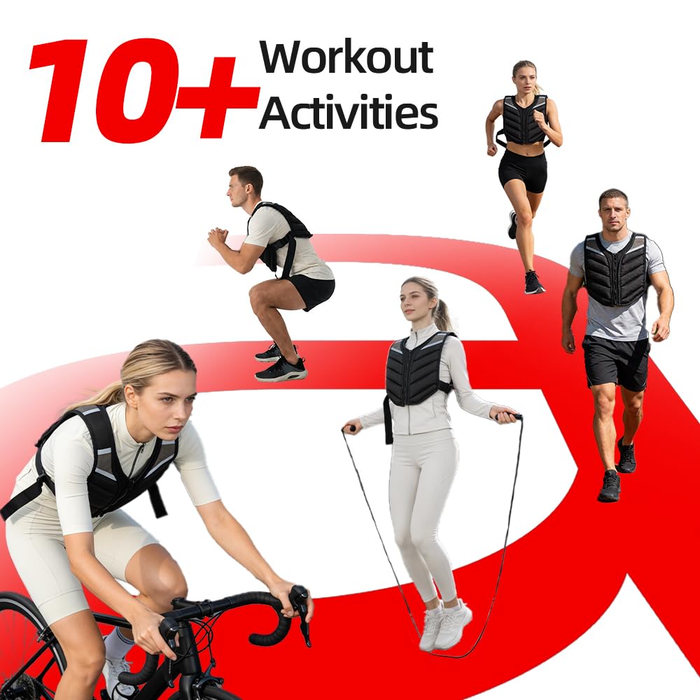 Abahub Chaleco de peso 10 lb (aprox. 4,5 kg) para hombre y mujer, con cremallera, con franja reflectante, chaleco de peso para entrenamiento, entrenamiento de fuerza, correr, caminar, fitness
