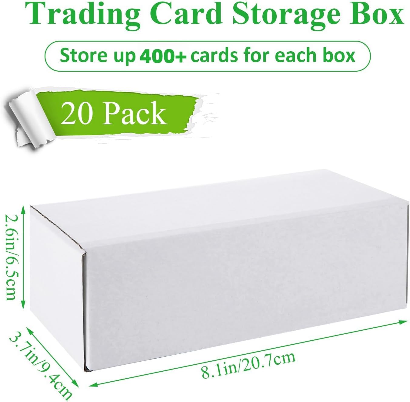 20 Pack Trading Card Storage Box, 400 Count Corrugated Cardboard Storage Box, Sports Game Card Storage Baseball Card Storage Box for TCG/Magic/Mtg storage and Collection - 8 x 3.7 x 2.5 inch