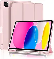 Capa para iPad Air 11 M3/M2 / Air 5 / Air 4 / iPad Pro 11 4ª / 3ª / 2ª / 1ª geração 10.9-11 Polegadas Capinha com Compartimento para Caneta Stylus Função de Ativação/Suspensão Automática - Rosa