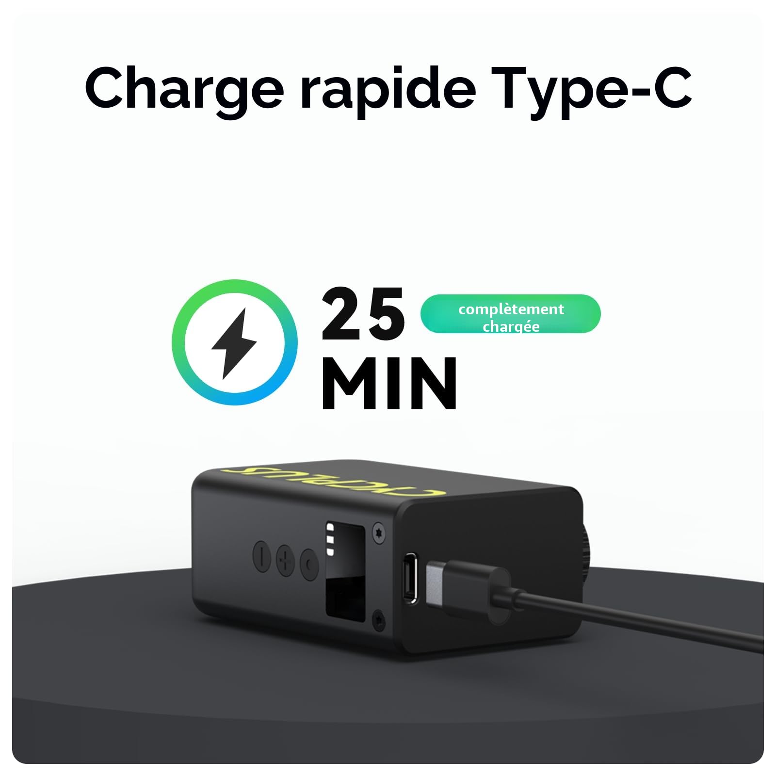 CYCPLUS AS2 Ultra Pompe à Vélo Électrique Compacte 120 PSI Manomètre Arrêt Automatique Valves Presta Schrader