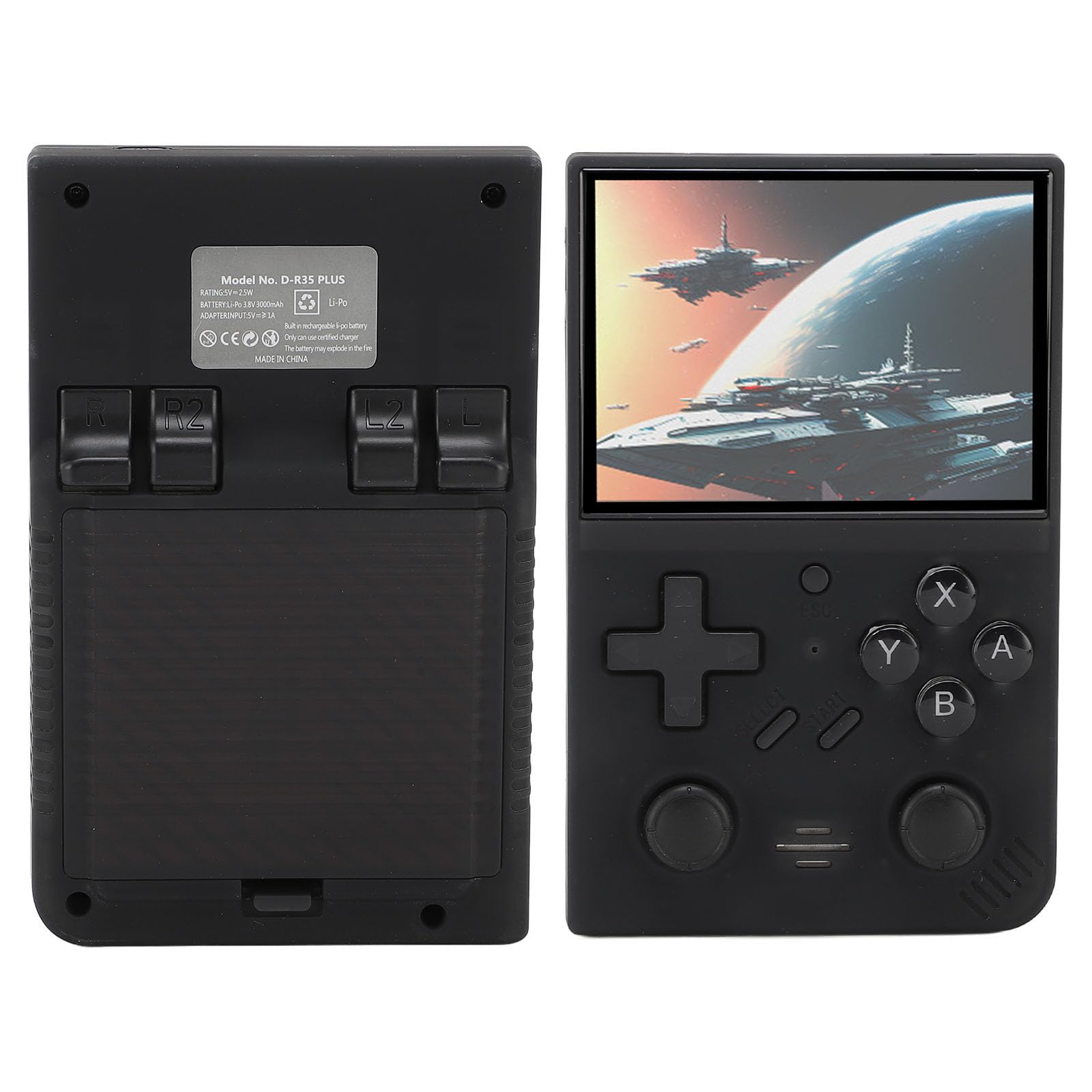 Handheld-Retro-Spielekonsole, Komfortables Design, Immersives Display für und Familie, Tragbare Videospielkonsole 3,5 Zoll für Reisen, Arbeit, Camping (Schwarz)