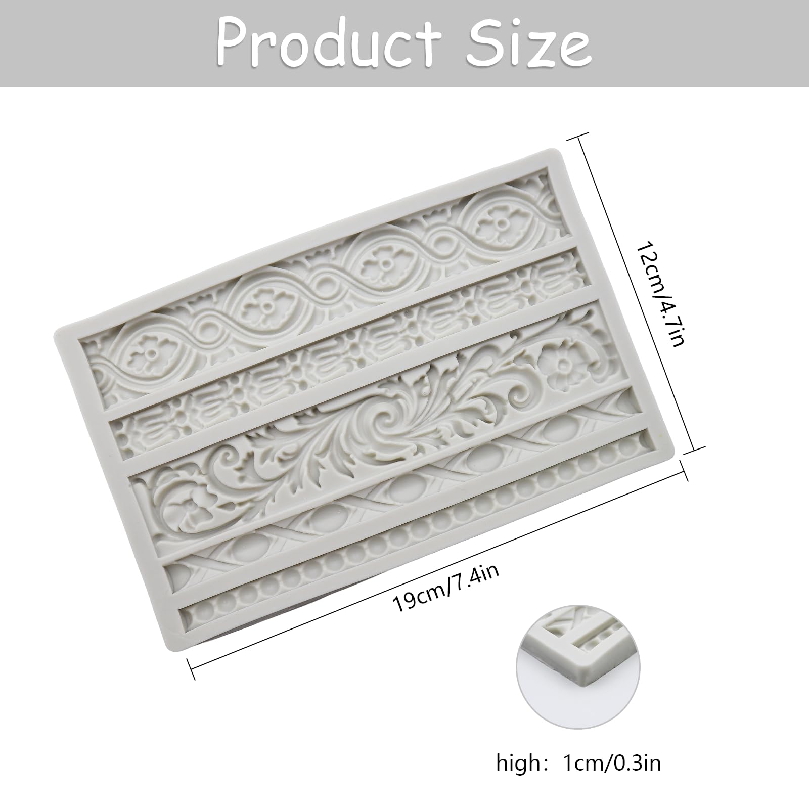 Stampini Silicone Per Decorazione Torte - Set 7 Pezzi Con Motivi Barocchi Per Cioccolato, Pasta Di Zucchero E Dolci - Foto 7