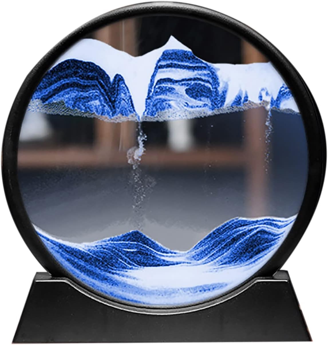 Moving Sand Art Picture,Flowing Sand Painting,Round Glass 3D Deep Sea Sandscape Dynamic Sand Picture Flowing Sand Frame,Quicksands Painting for Desktop Home Office Decor
