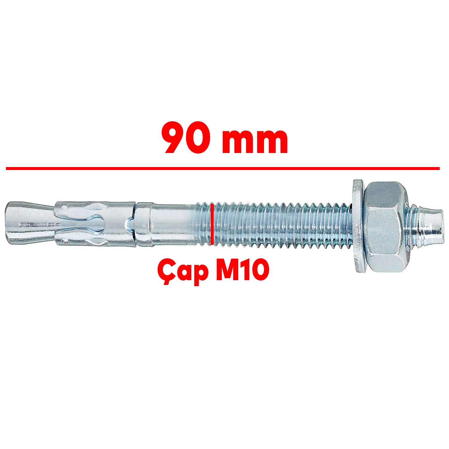 Badem10 Klipsli Çelik Dübel M10x90 mm