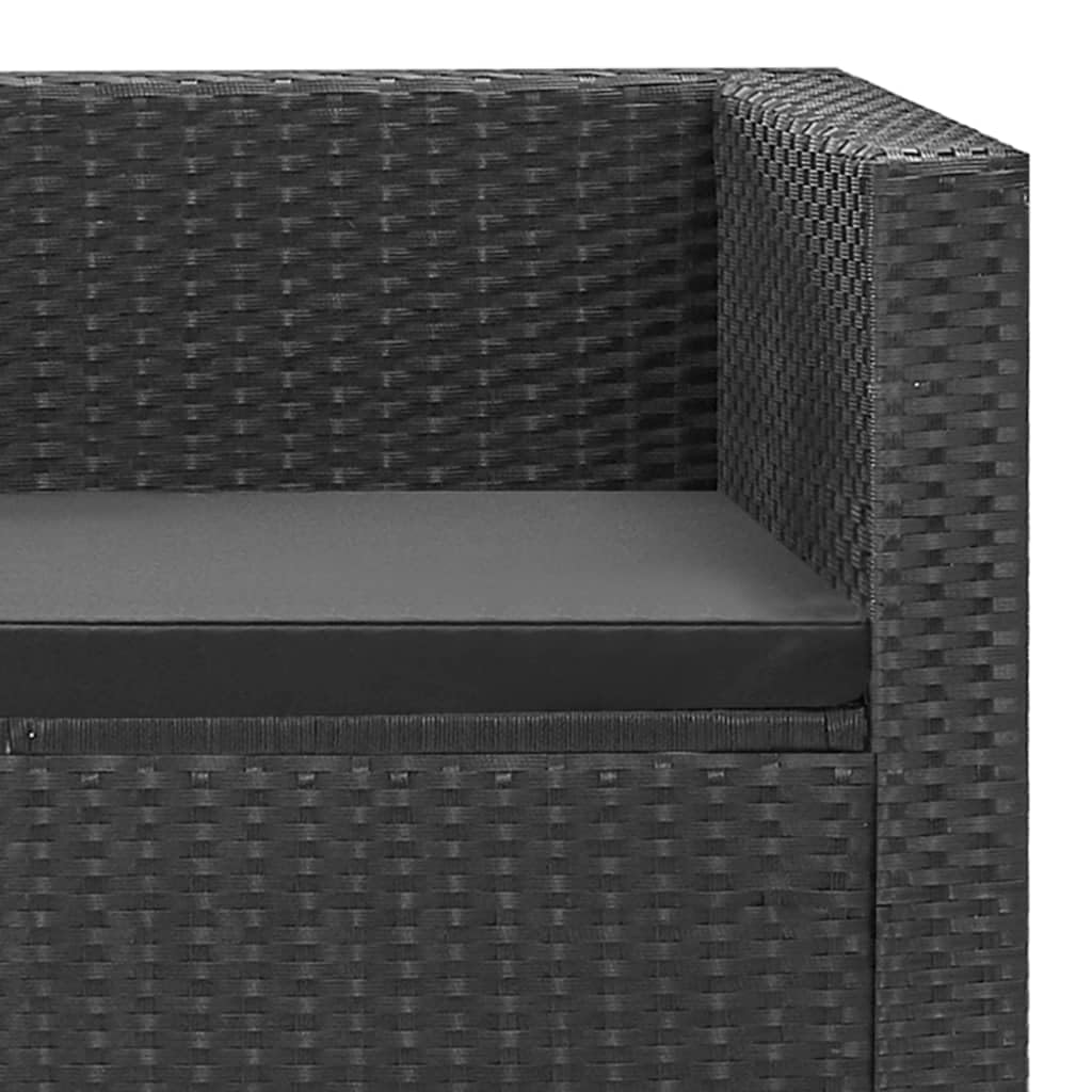 vidaXL Salon de Jardin 4 pcs avec Coussins Mobilier de Patio Meubles d'Extérieur Mobilier de Jardin Meubles de Terrasse Résine Tressée Noir