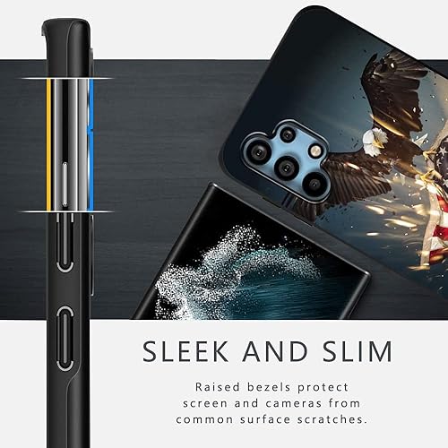 Miniatura 3 de Funda compatible con Samsung Galaxy A32, diseño de patrón estético de águila y bandera americana, protección de cuerpo completo a prueba de golpes