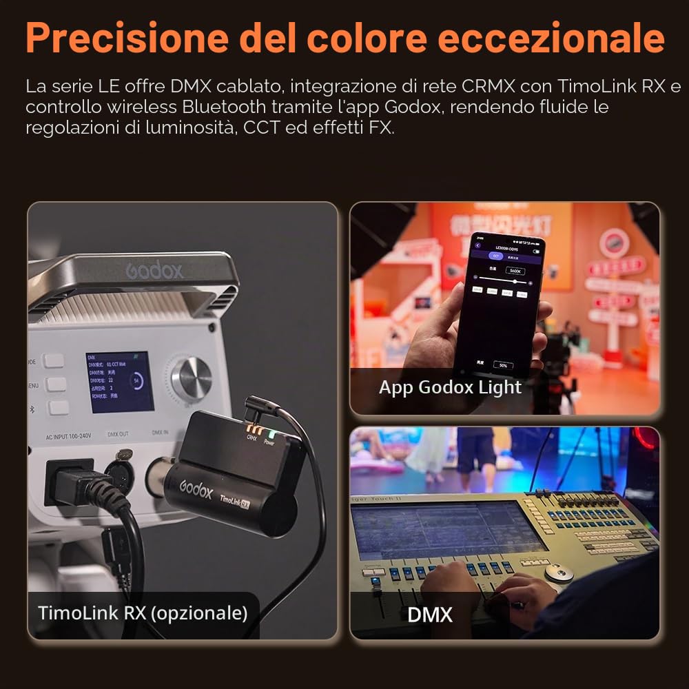 GODOX LE200Bi 220W Kit luce video LED COB bicolore con 90×60cm softbox a sgancio rapido, stativo da 280 cm / 9,18 piedi, 2800K-6500K, CRI 98+, Bluetooth/DMX per studio, produzione video YouTube bian