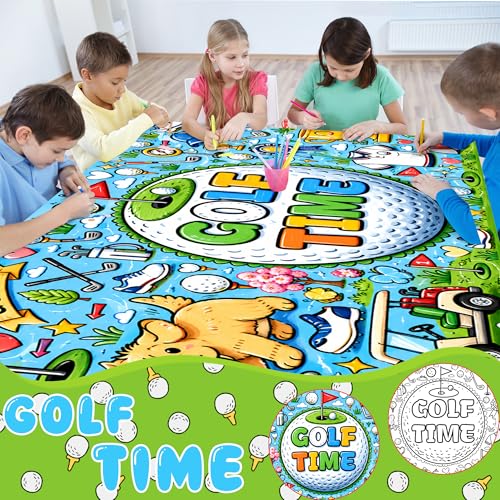 Image of OHOME Golf Giant Coloring Poster /Tablecloth - Golf Accessories Decorations | 30 x 72 Inches Jumbo Paper Coloring Banner - Kids Crafts Gifts Toys Games Golf Party Decorations - Arts Crafts Supplies