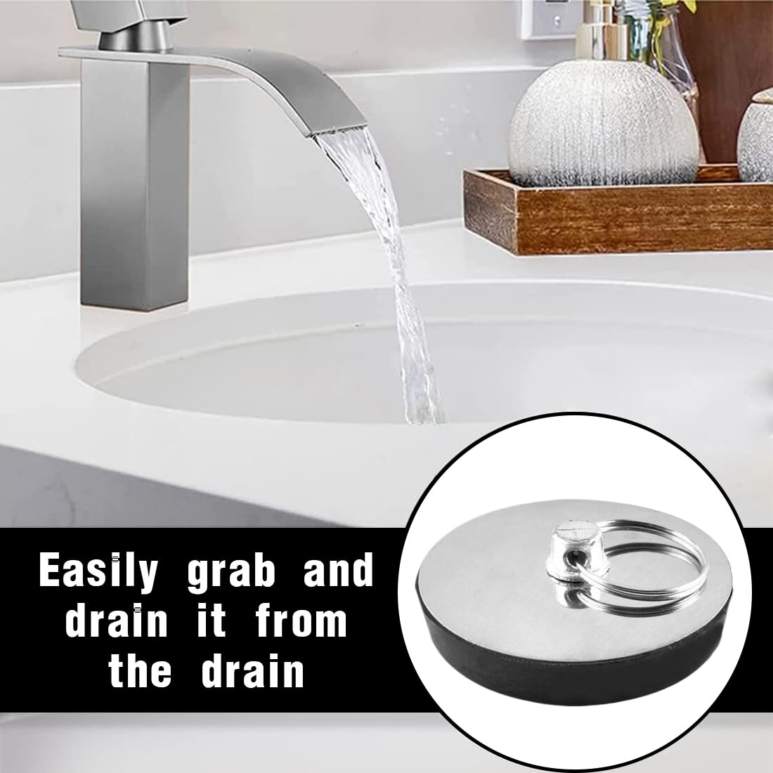 Set 3 Tappi Di Scarico In Gomma Per Vasca Da Bagno E Lavandino – Classici Con Catena, Misure Piccola, Media E Grande