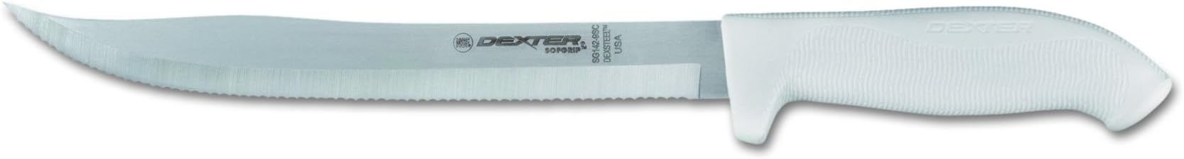 SofGrip SG142-9SC-PCP 9" White Scalloped Utility Slicer with Soft Rubber Grip Handle