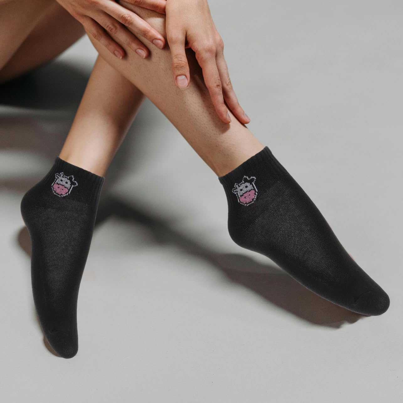 OUNONA 5 Pares Calcetines Cortos de Algodón con Estampado de Vaca Transpirables y Elásticos para Mujer y de Calcetines Cómodos y Divertidos para y Verano