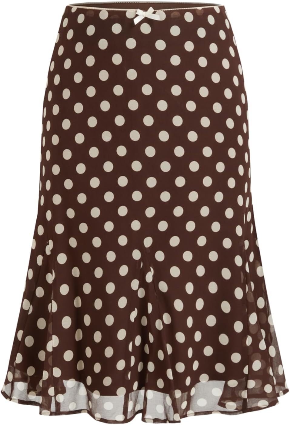 CIDER Skirt for Women Polka Dot Mesh Low Waist Bowknot Mermaid Knee Length Skirt Daily Casual Skirts