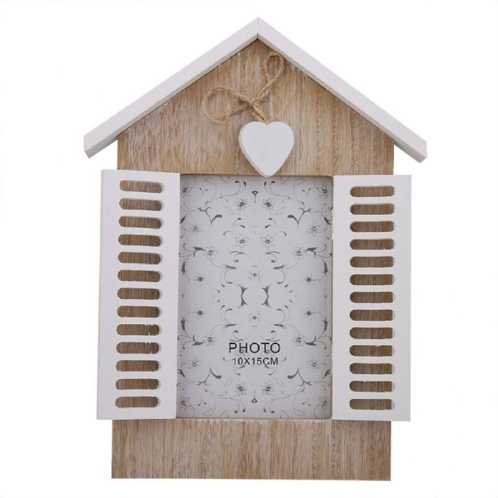 Cadre photo en bois naturel style européen vintage en forme de maison pour bureau et mur