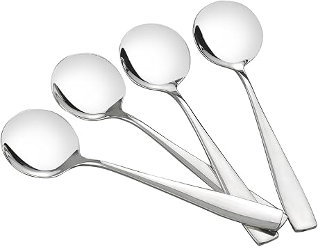 16-Piece Soup Spoons, Round Stainless Steel Bouillon Spoons
