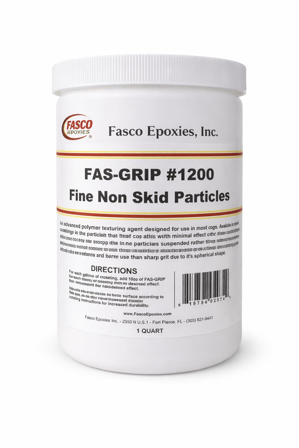 Non-Skid Paint Additive - Quart for 5 gallons - FINE Anti-Slip Particles Fas-Grip