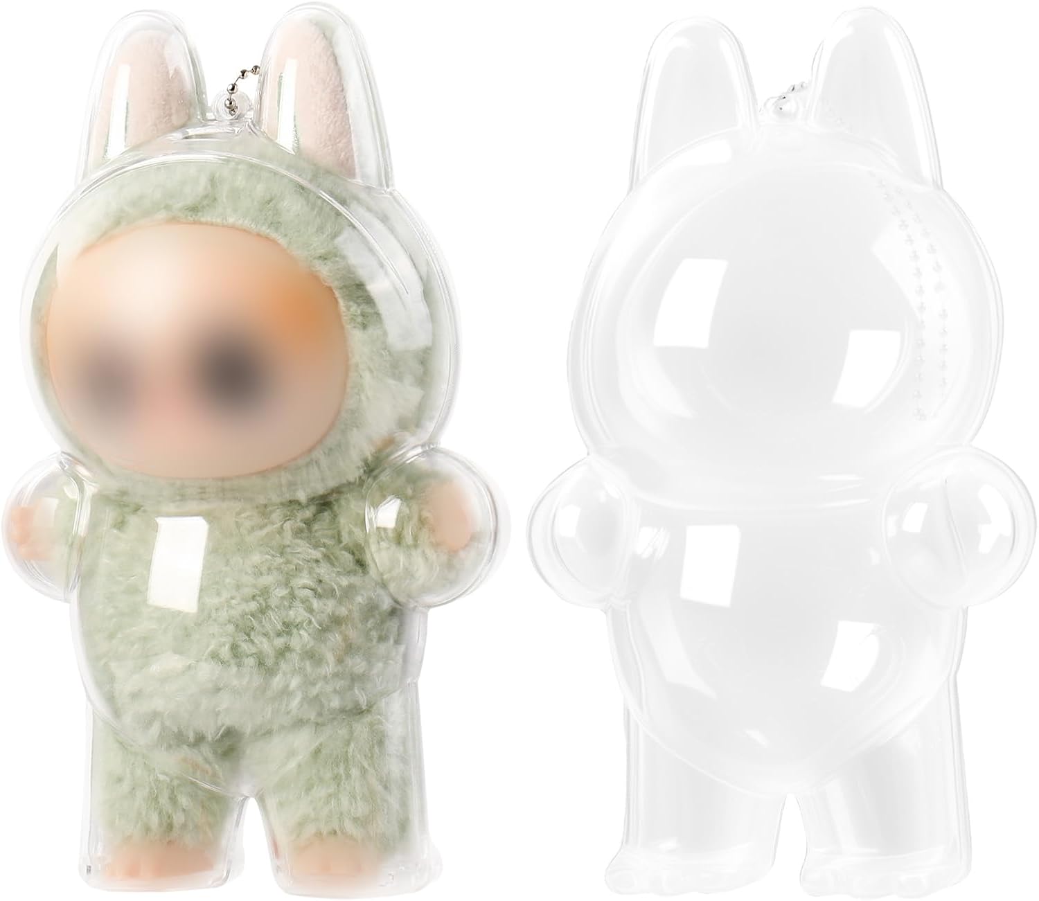 2Pcs Waterproof and Dusproof Display Protective Case for Blind Box Doll, Clear Protective Case Compatible for 15cm Sitting Doll Premium Display Case (2Pcs, Doll not Included)