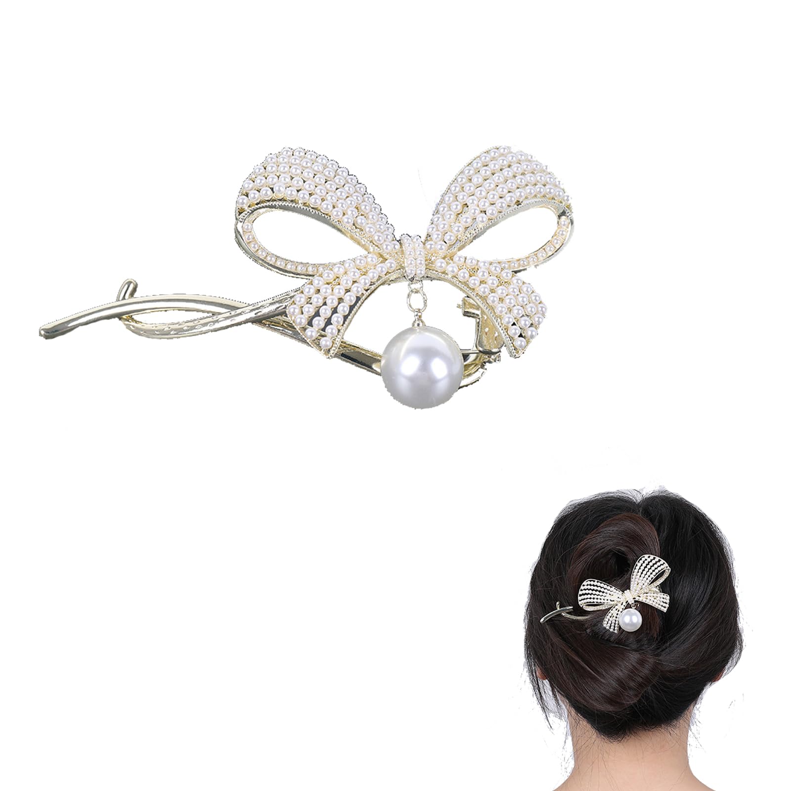 Amazon | OuJyO ヘアクリップ 大きめ しっかりとまる パールギラギラ