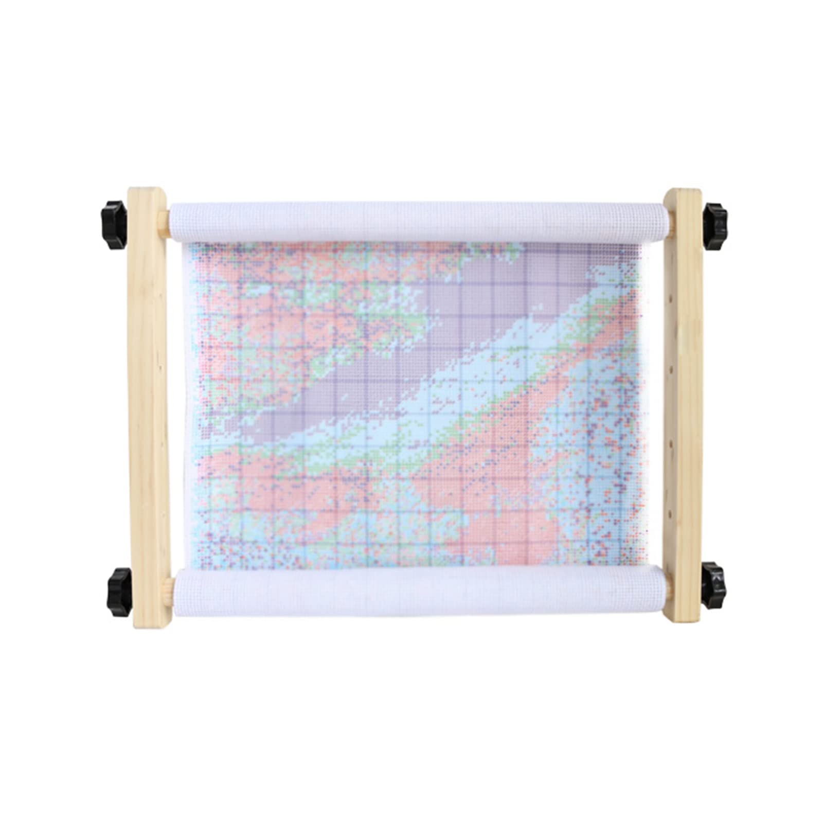 Bastidor de Bordado de Punto de Cruz de Mano, Madera Maciza Ajustable 35 cm, diseño de cinturón de Tela de Tarjeta, Conveniente y rápido, Soporte