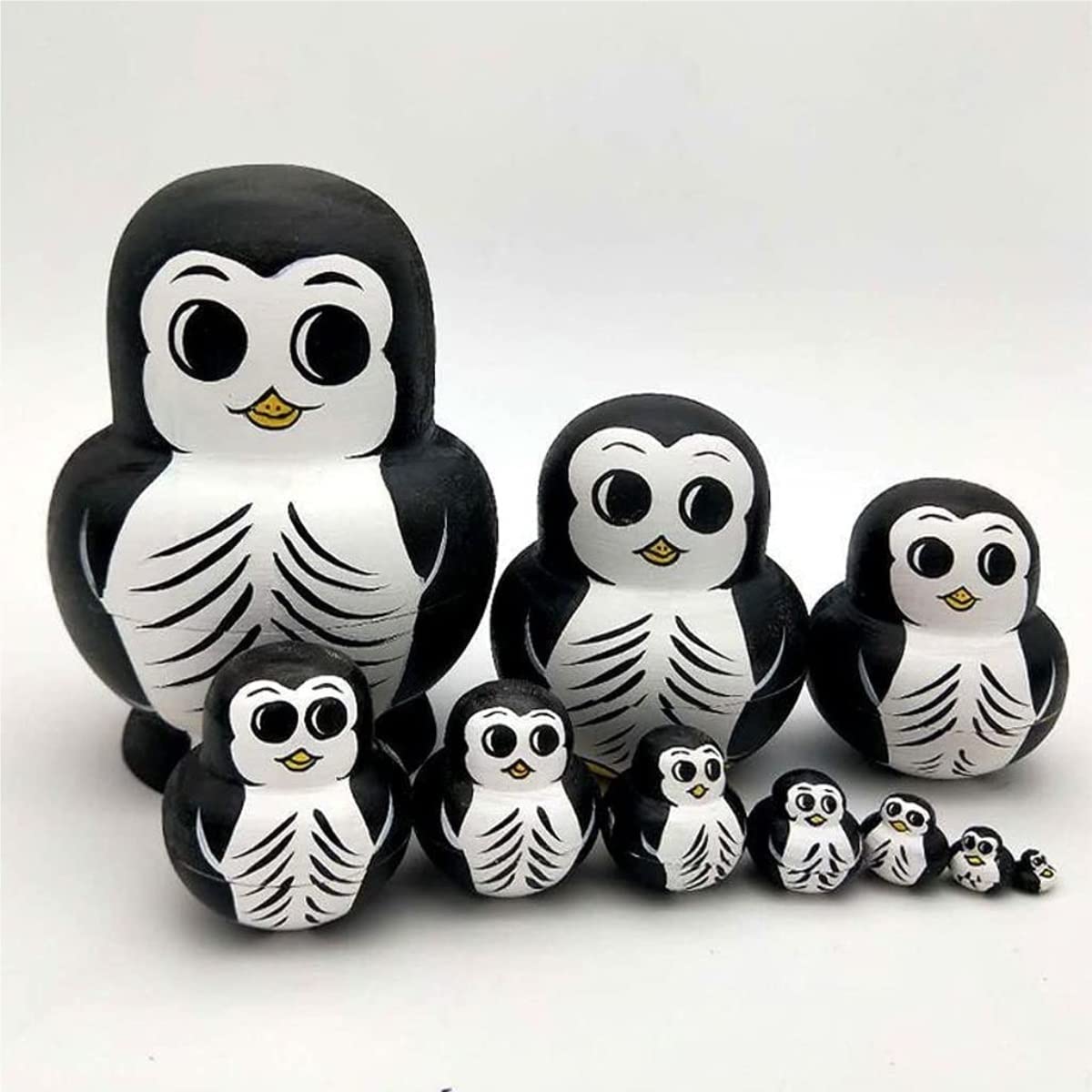 Matrioszki Matrioszka Lalka Rosyjska Zestaw 10 Sztuk Pingwina Drewniane Ręcznie Gniazdujące Lalki, Matryoshka Rosyjska Lalka Na Prezent Dekoracja Wnętrz Rosyjskich Lalek Rosyjskie Lalki