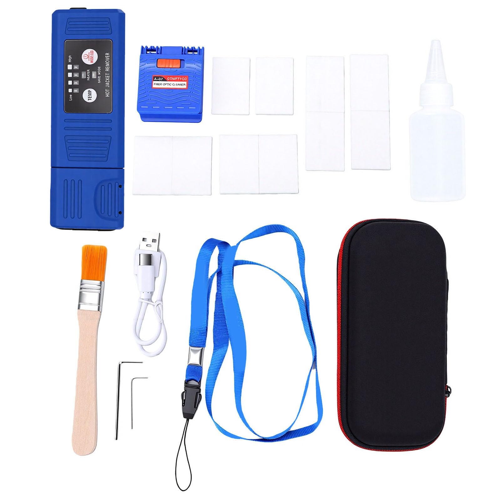 Zunate Pelacables Térmicos de Fibra óptica, 8 Niveles de Temperatura, Herramienta de Pelado de Fibra óptica con Calentamiento Automático con Clip de Limpieza para 1-48 Núcleos, Fibras de 125 μm,