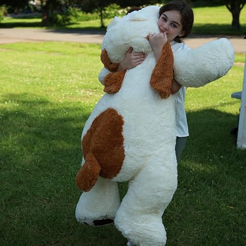 Miniatura 21 de MaoGoLan Peluche de perro gigante, perro de peluche grande de 31 pulgadas, almohada de peluche esponjosa y tierna, juguete de cumpleaños para niñas