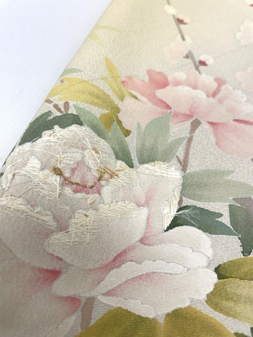 Amazon.co.jp: 付け下 刺繍 金彩 手描 紋意匠 蒸栗色 正絹 反物 : おもちゃ