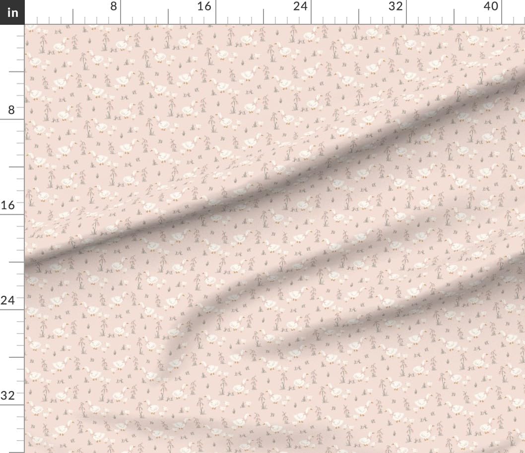 Spoonflower Fabric - Spring Farmhouse Cottage Ducklings Rustic Cottagecore Goose Country Printed on Petal Cotton Fabric Fat Quarter - Sewing Quilting Apparel Crafts Decor