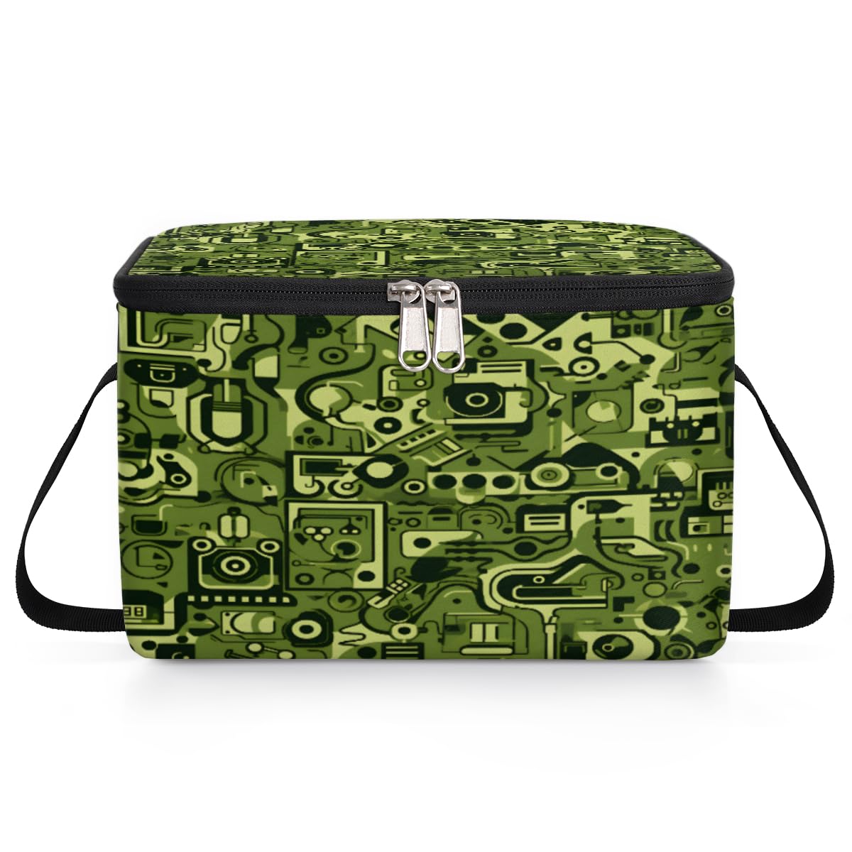 GzLeyigou Abstract Texture Lunch Bags for Women Men 9 Cans, Hot & Cold Food Delivery Bag Insulated Grocery Bag Insulated Lunch Box Green Fashion Cooler Bag for Office Work Picnic Beach
