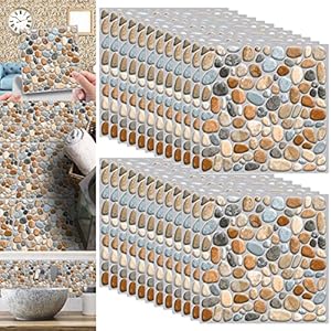 Yueser Tegelstickers, 24 stuks, zelfklevende plaktegels, waterdicht, tegelstickers voor keuken, badkamer, decoratieve stickertegels, 20 x 20 cm (grijs)