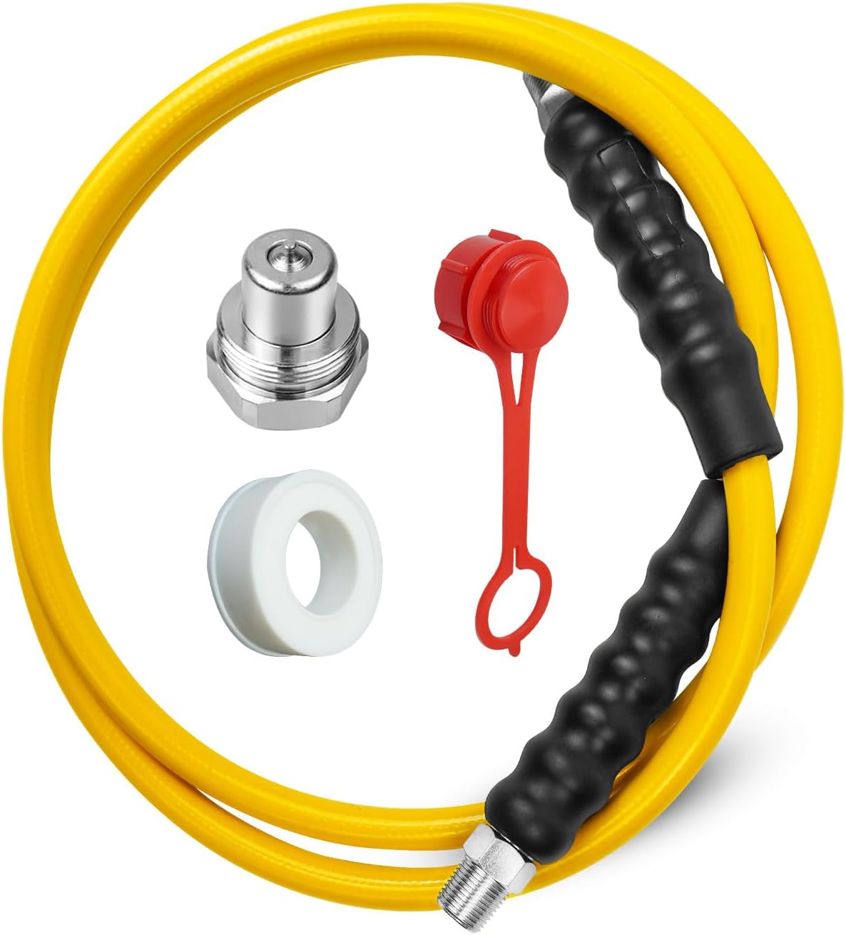 6 Feet 10000psi High Pressure Hydraulic Hose CH-604 Coupler 3/8 Inch NPT Thread, 1/4 Inch ID x 6 Feet Thread Hydraulic Hose Assembly Yellow