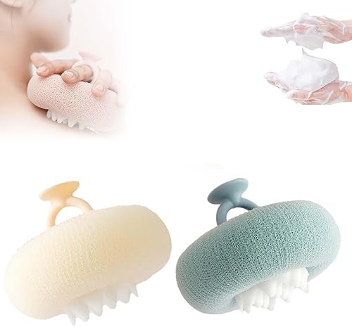 Vista 15 de Bola de Baño con Ventosa Girasol Super Suave, Nueva Bola de Baño 2-en-1 Girasol 2025 con Anillos para los Dedos, Esponja de Baño Exfoliante