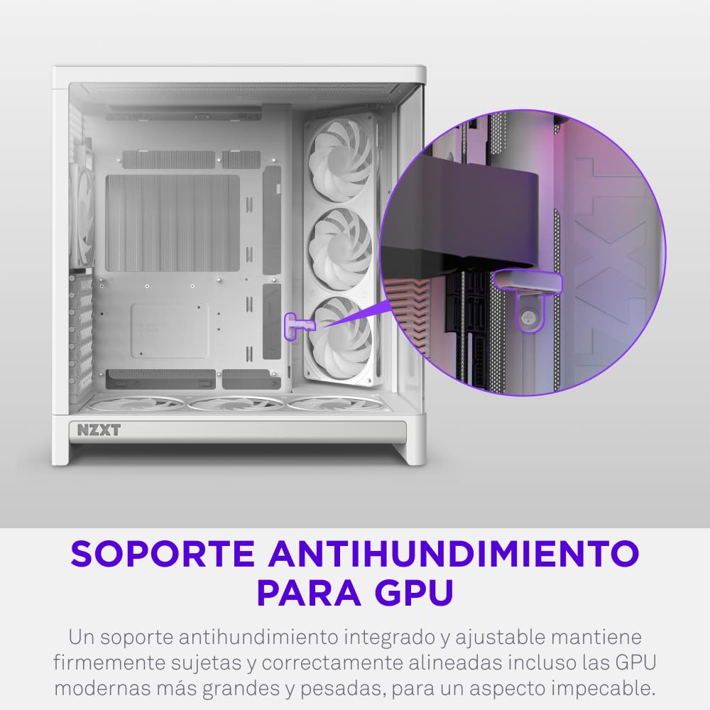NZXT H6 RGB+ - Caja PC ATX Compacta Doble Cámara - Blanco | Caja ATX de doble cámara con ventiladores RGB preinstalados y Control Hub Lite. Iluminación sincronizada con CAM de fábrica.