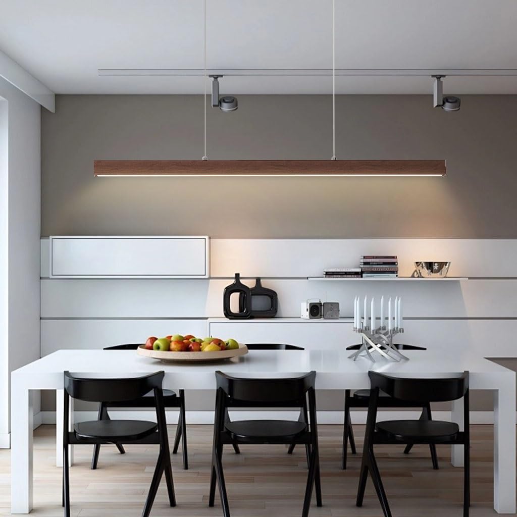 Lustre LED Wabi-Sabi moderne en bois massif d'exception pour bureau