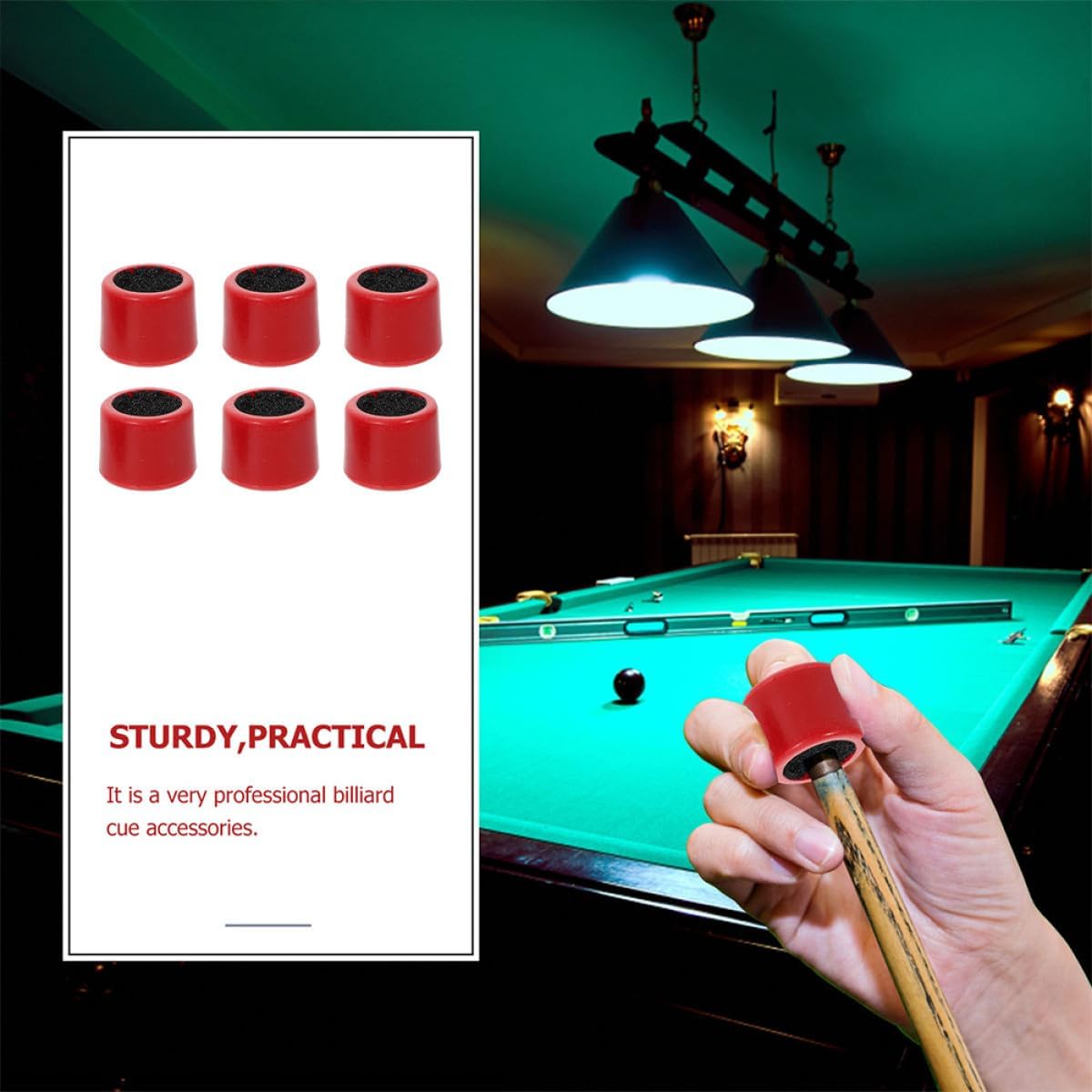 Veemoon 6pcs Double-Sided Professional Cue Tip Sander Red Round Pool Cue Head Trimmer for Snooker Billiard Repair and Maintenance