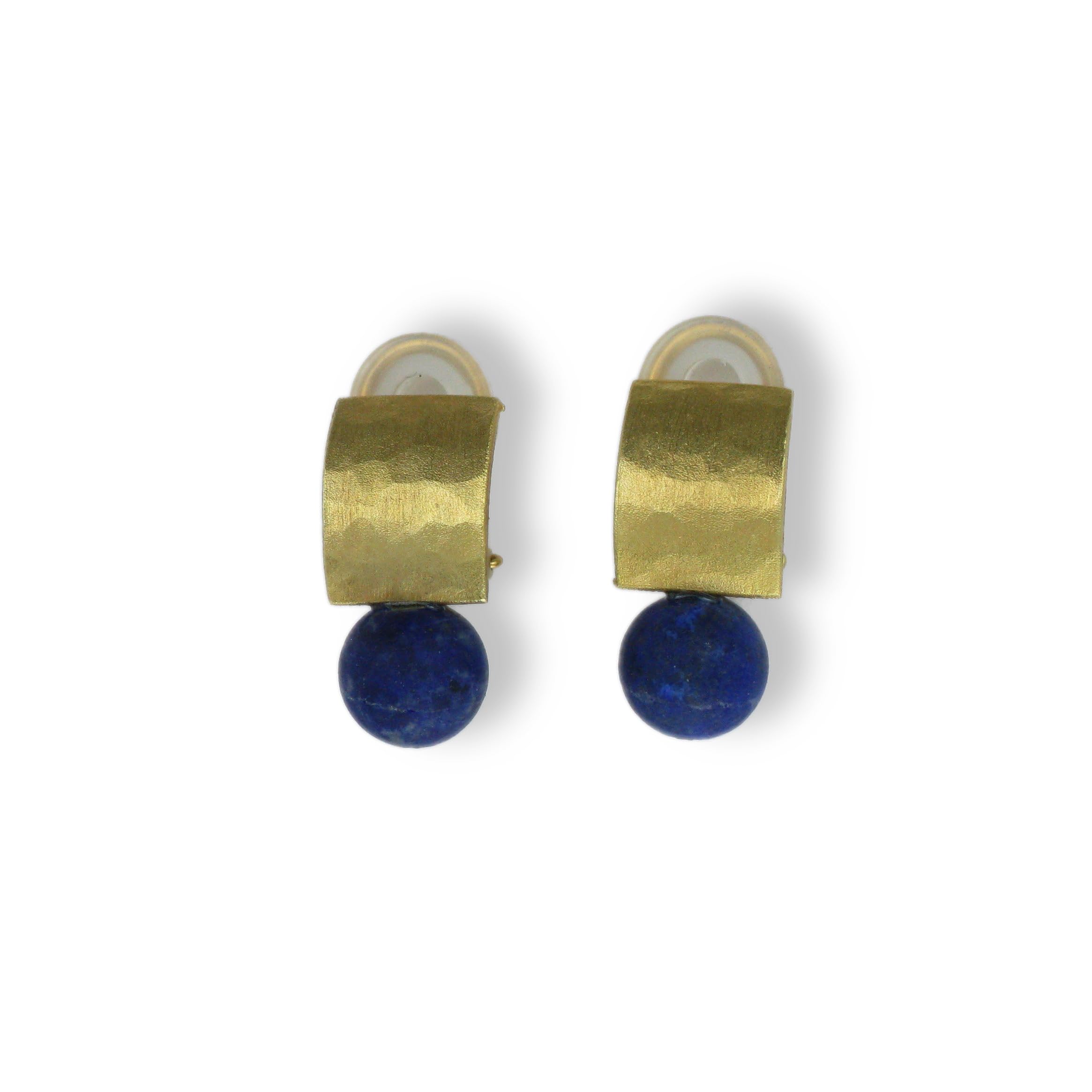 Ohrclips, Lapislazuli und vergoldetes Silber