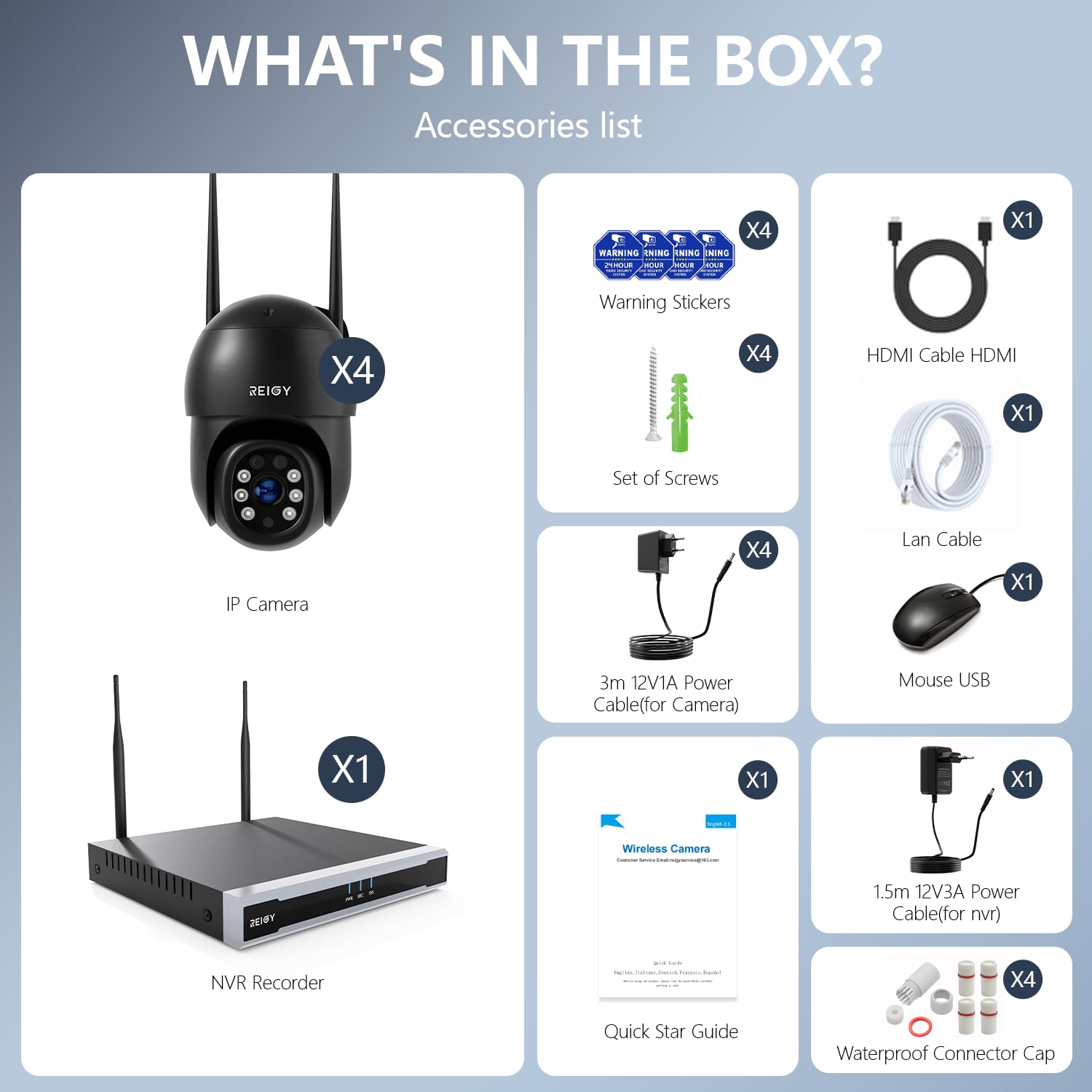REIGY 8MP Kit Camara de Vigilancia WiFi Exterior Preinstalación del Disco Duro 1TB, 4K Sistema de Seguridad 4X 2160P PT CAM y 16CH NVR, Visión Nocturna Colorida Seguimiento de Movimiento Audio 2-Way