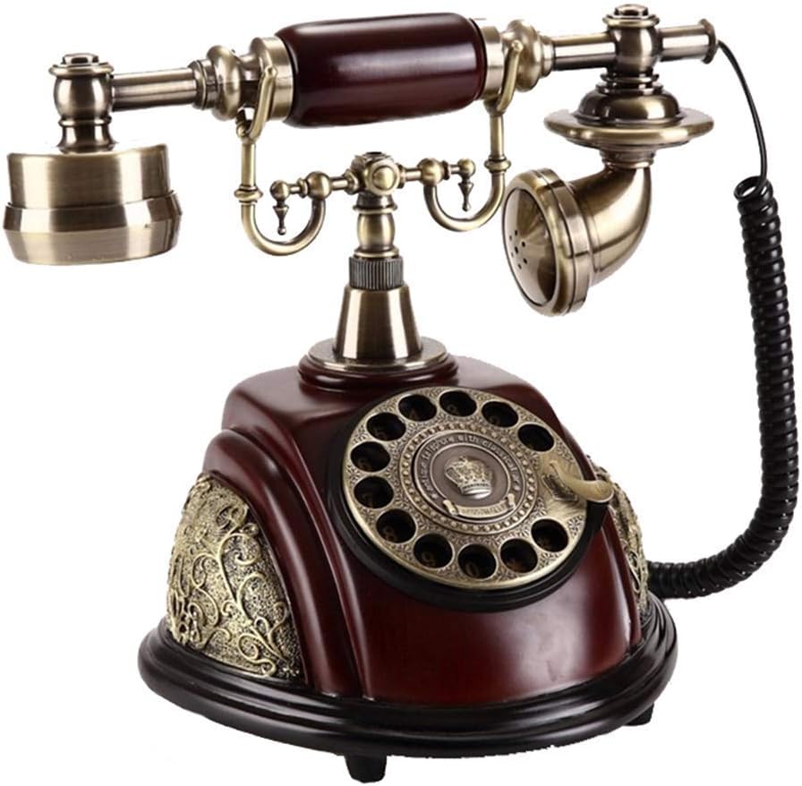 Antique Phone Retro Wired Phone Resin and Metal Old Phone with Rotary Dial and Classic Metal Bell