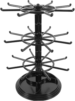 3 Tier Rotating Jewelry Stand Display - Spinning Necklace Holder and Keychain Organizer with Plastic Base for Bracelets Earrings Dressing Table Counter Malls Store